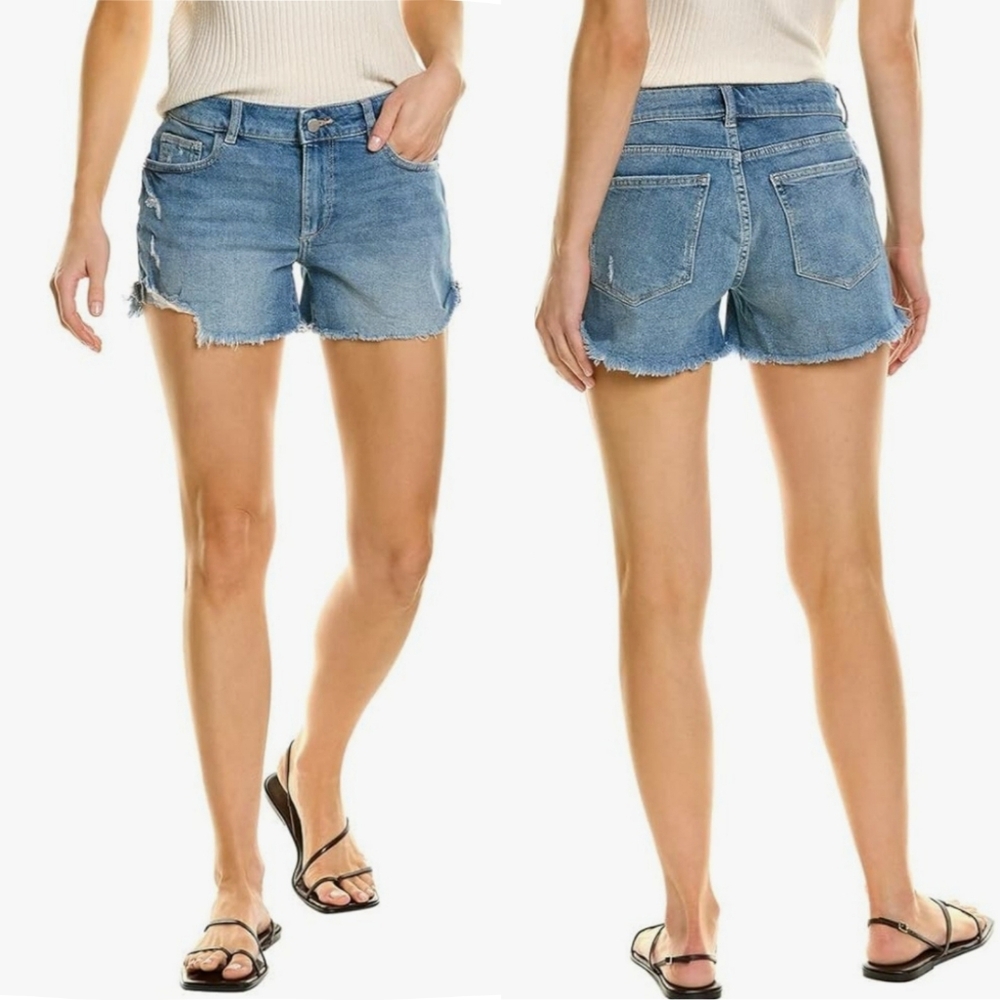 DL1961 Karlie Denim Shorts Sz 24 Casual Chic Boyfriend Mid-rise Slouchy Shredded
